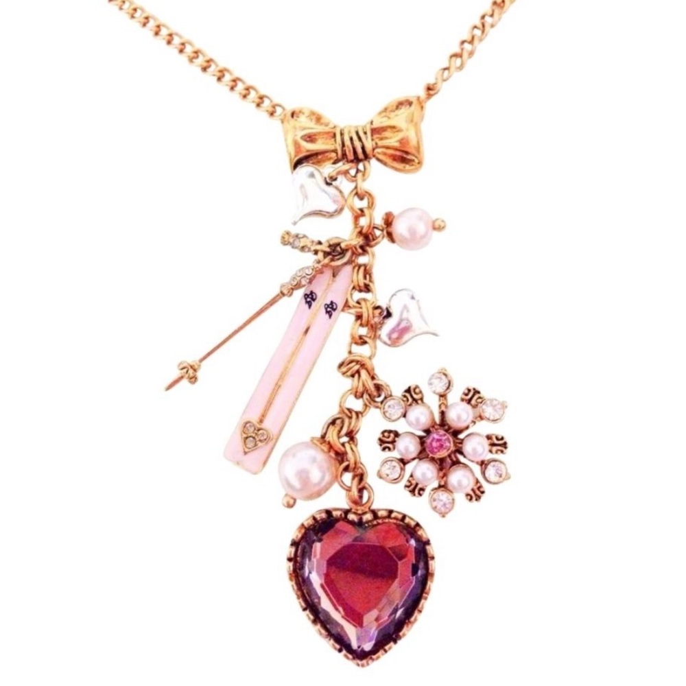 Betsey Johnson vintage snow bunny ski necklace new